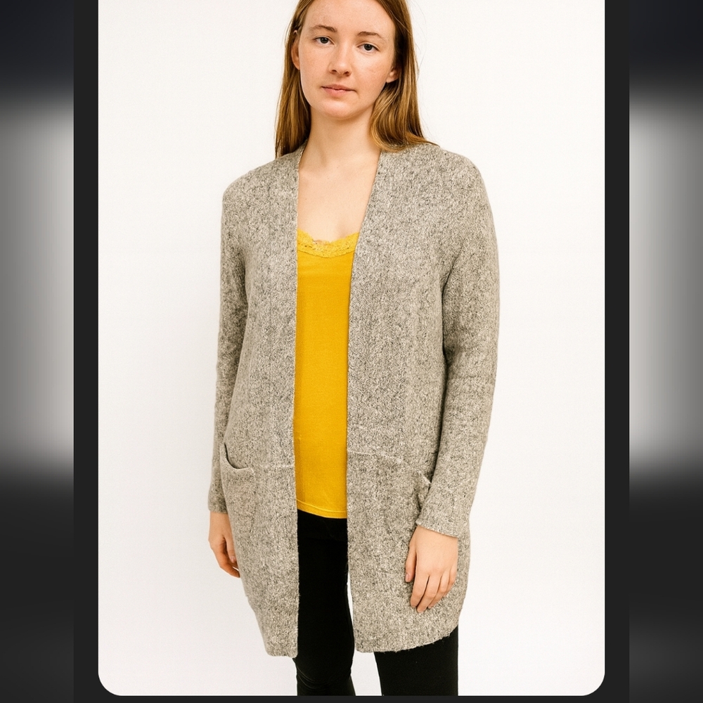 Zara gray cotton cardigan with pockets small